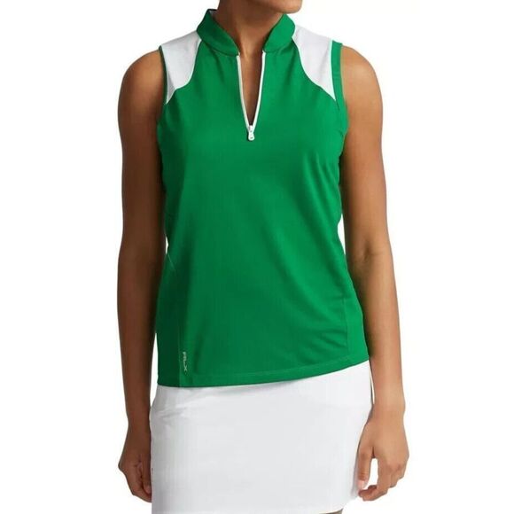 RLX Ralph Lauren Women Sz S Cruise Green Tailored Fit Sleeveless Pique Shirt - Picture 8 of 9